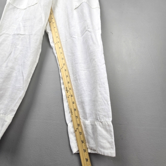 ATHLETA Linen‎ Cropped Pants Elastice Drawstring Waist White Womens Size 2P - Picture 11 of 13